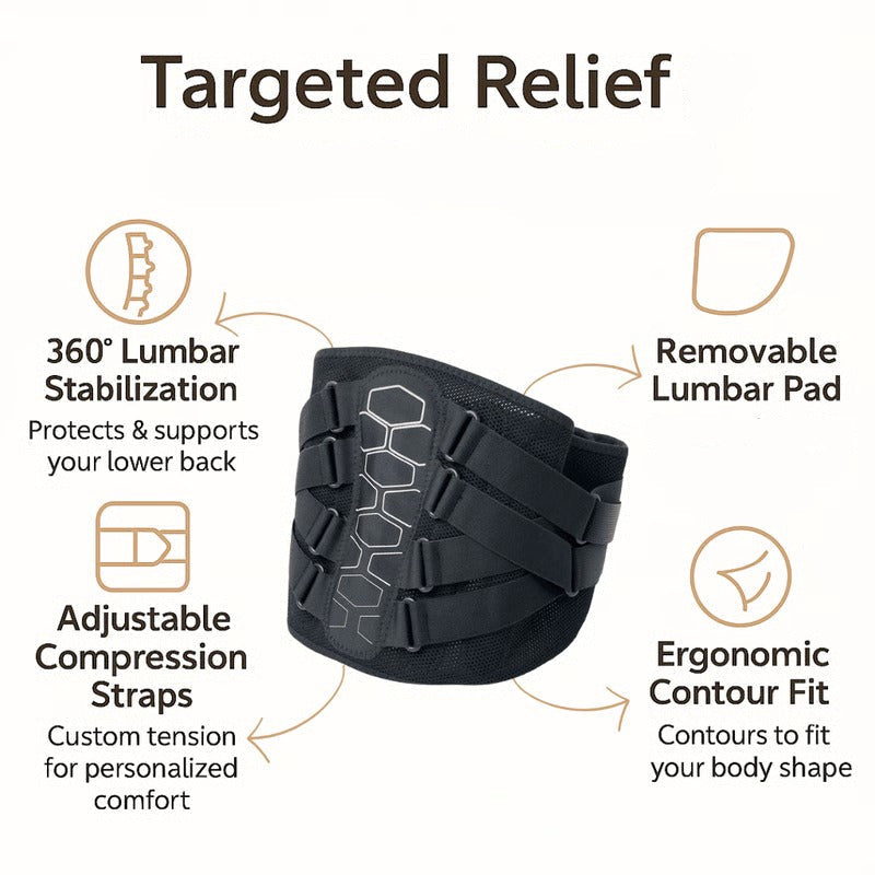 Adjustable Lumbar Support Back Brace with Aluminum Stays