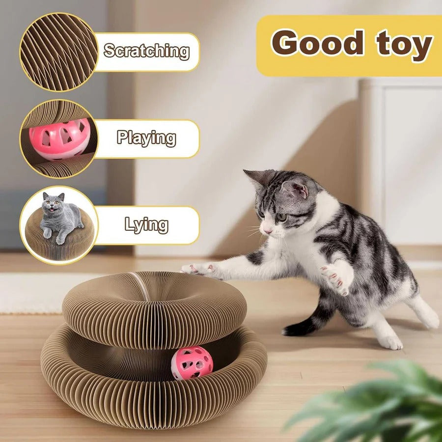 Cat Scratching Pad with Rolling Ball Track, 2 Pack Interactive Set