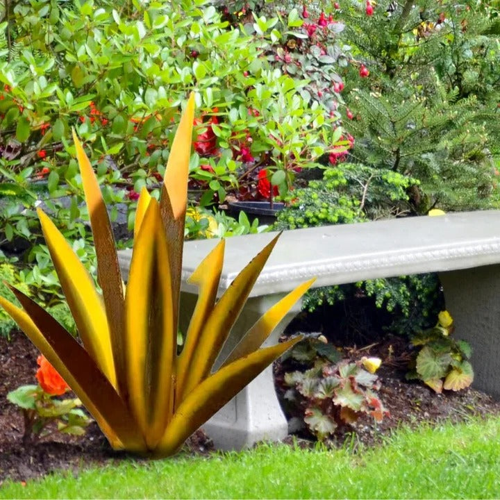 Metal Agave Americana Style Garden Decor for Indoor or Outdoor Display