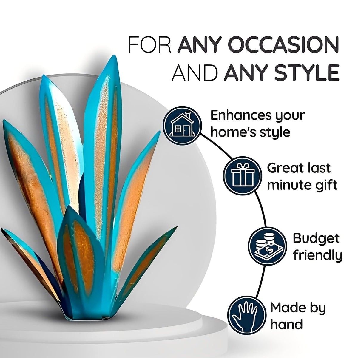 Metal Agave Americana Style Garden Decor for Indoor or Outdoor Display