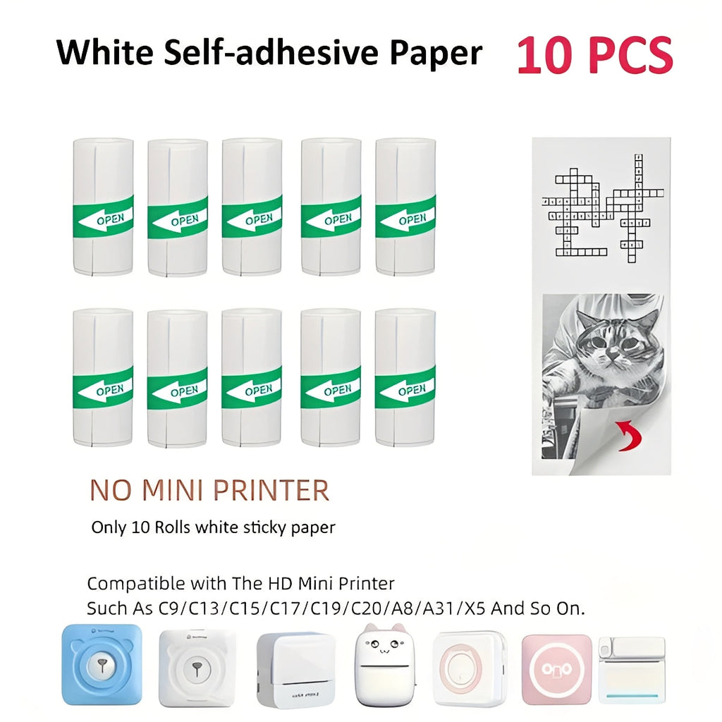 Inkless Thermal Sticker Printer with Bluetooth, Portable Photo Printer