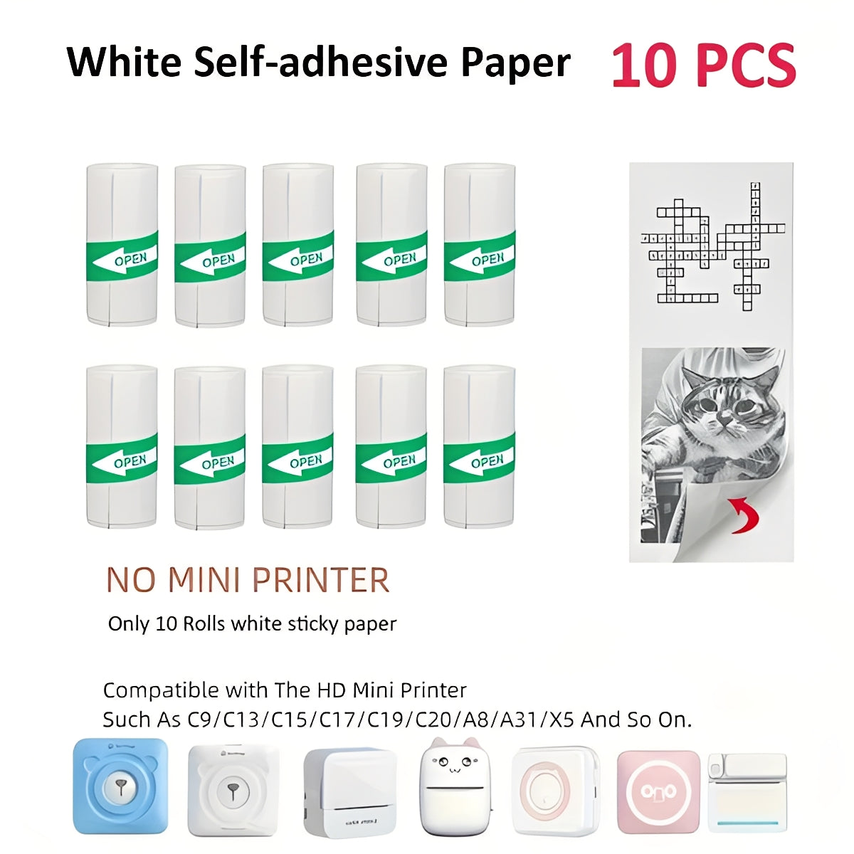 Inkless Thermal Sticker Printer with Bluetooth, Portable Photo Printer
