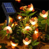 Solar Powered Bee Fairy String Lights with 8 Modes for Outdoor Garden Decor