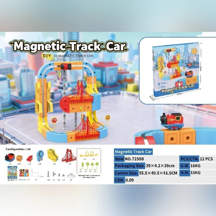 Kids Magnetic Track Building Set with Electric Train for STEM Learning