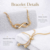Infinity Symbol Bracelet with Adjustable Chain and Lobster Clasp