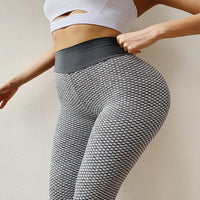 Textured Honeycomb Pattern Leggings for Gym and Workout