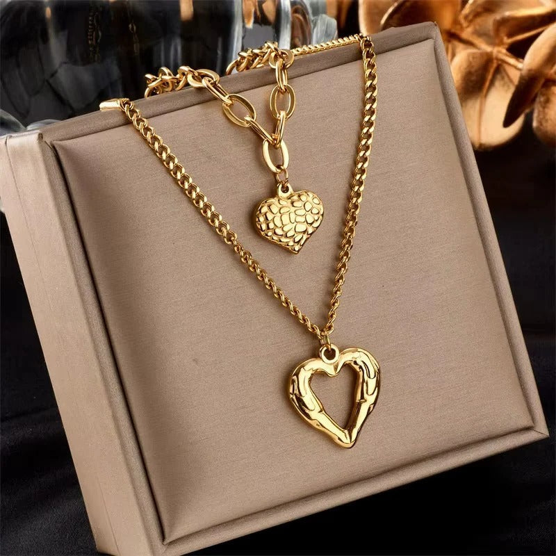 Double Pendant Necklace with Lobster Clasp and Extender Chain