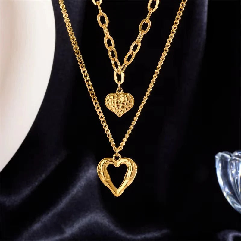 Double Pendant Necklace with Lobster Clasp and Extender Chain