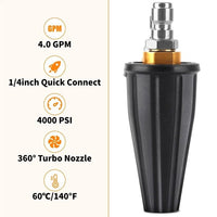 Rotating Turbo Nozzle for Power Washer with Spray Tip