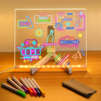 LED Acrylic Message Board with USB Power, Erasable Drawing Surface
