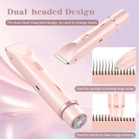 Electric Bikini Trimmer for Women with Dual Heads, Wet and Dry Use