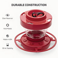 Hanging Red Water Feeder with Perches and Ant Moat