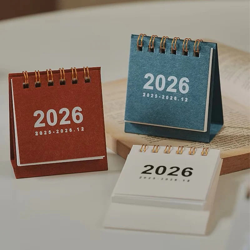Mini Desktop Calendar 2026 with Standing Display for Office Use