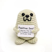 Crochet Hedgehog Stuffed Toy with Affirmation Card for Gift and Home Display