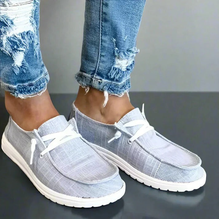 Stretch Canvas Loafers with Wide Fit and Cushioned Insole for Women
