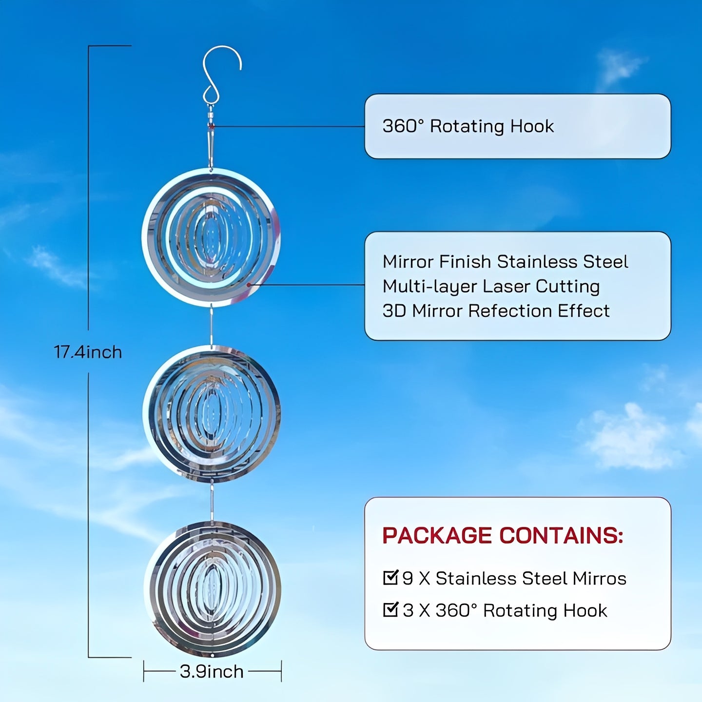 Reflective Bird Deterrent Spinner for Outdoor Use