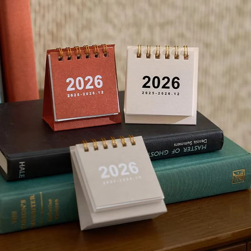Mini Desktop Calendar 2026 with Standing Display for Office Use
