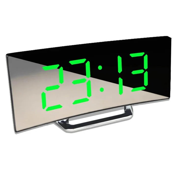 Curved LED Digital Alarm Clock with Adjustable Brightness