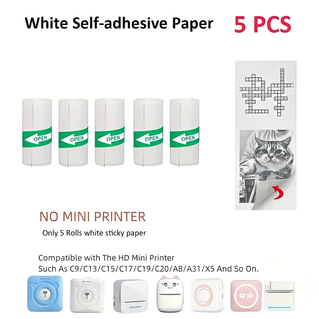 Inkless Thermal Sticker Printer with Bluetooth, Portable Photo Printer