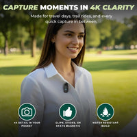 Compact 4K Wearable Thumb Action Camera with Water Resistance and 128GB Capacity