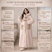 Hooded Long Sleeve Bathrobe for Women, Winter Lounge Wear