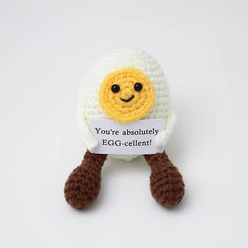Crochet Hedgehog Stuffed Toy with Affirmation Card for Gift and Home Display