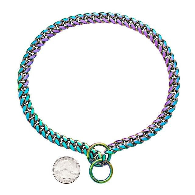 Stainless Steel Chain Dog Collar in Multiple Colors