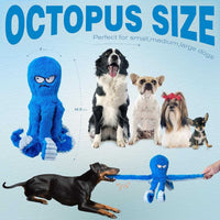 Stuffed Octopus Dog Toy with Squeaker and Crinkle Material for Chewing