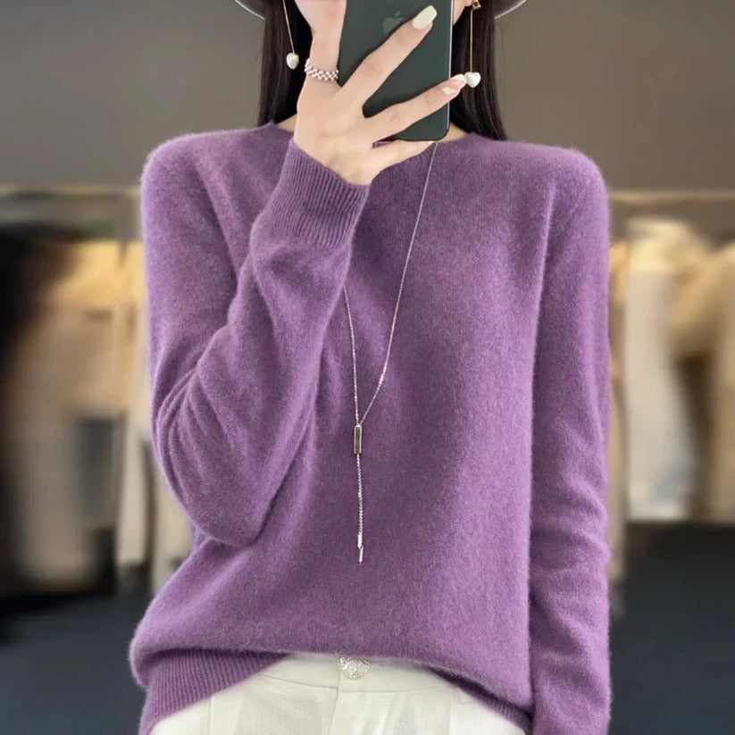 Cashmere Crewneck Pullover Sweater for Women