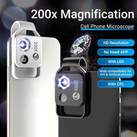 Clip On Mobile Phone Microscope Lens with 200x Zoom Capability