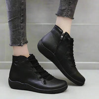 Side-Zip Ankle Boots for Women with Round Toe and Block Heel Design