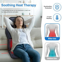 Heated Back Massager Cushion with Vibration and Lumbar Support