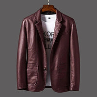 Mens Classic Leather Jacket with Retro Design