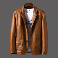 Mens Classic Leather Jacket with Retro Design