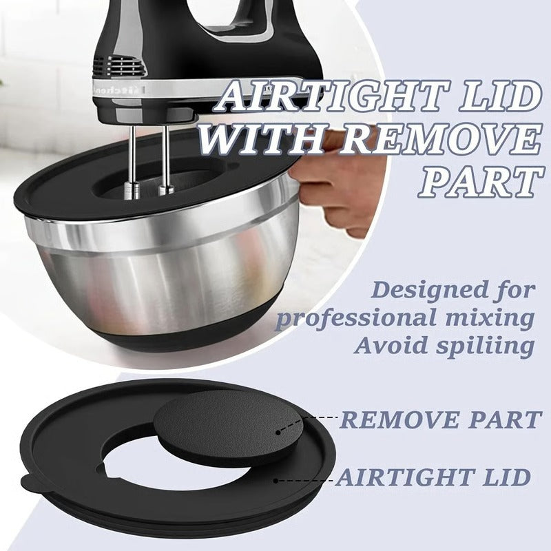 Stainless Steel Mixing Bowl Collection with Airtight Covers and Grip Bottom, Set of 8