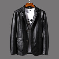 Mens Classic Leather Jacket with Retro Design