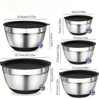 Stainless Steel Mixing Bowl Collection with Airtight Covers and Grip Bottom, Set of 8