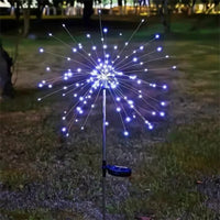 Solar Powered Fireworks Design Garden Stake Light with 90 and 150 LED Waterproof Outdoor Display