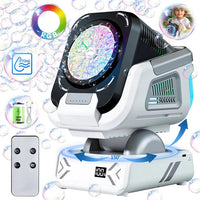 Electric Bubble Machine with RGB Lights and Rechargeable Battery Display