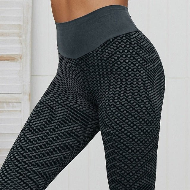 Textured Honeycomb Pattern Leggings for Gym and Workout