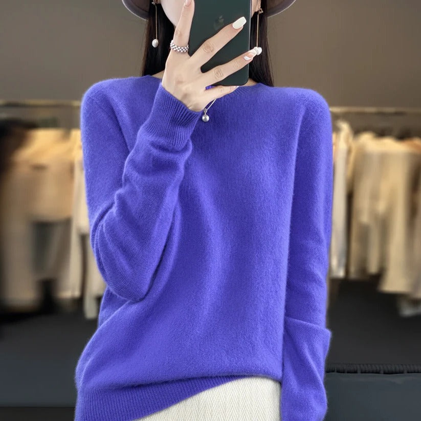 Cashmere Crewneck Pullover Sweater for Women
