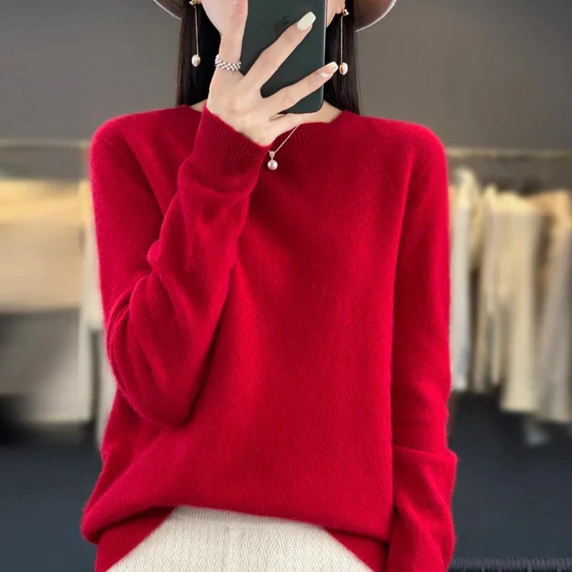 Cashmere Crewneck Pullover Sweater for Women