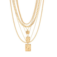 Layered Vintage Charm Choker Necklace Set with Coin and Geometric Pendants, 6 Piece