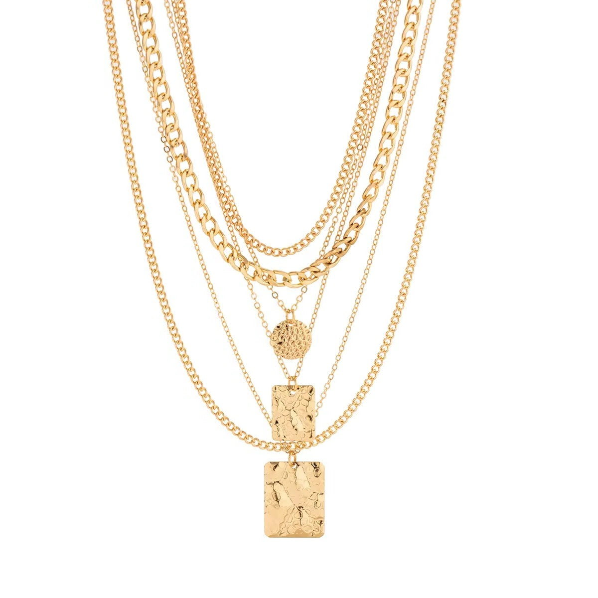 Layered Vintage Charm Choker Necklace Set with Coin and Geometric Pendants, 6 Piece