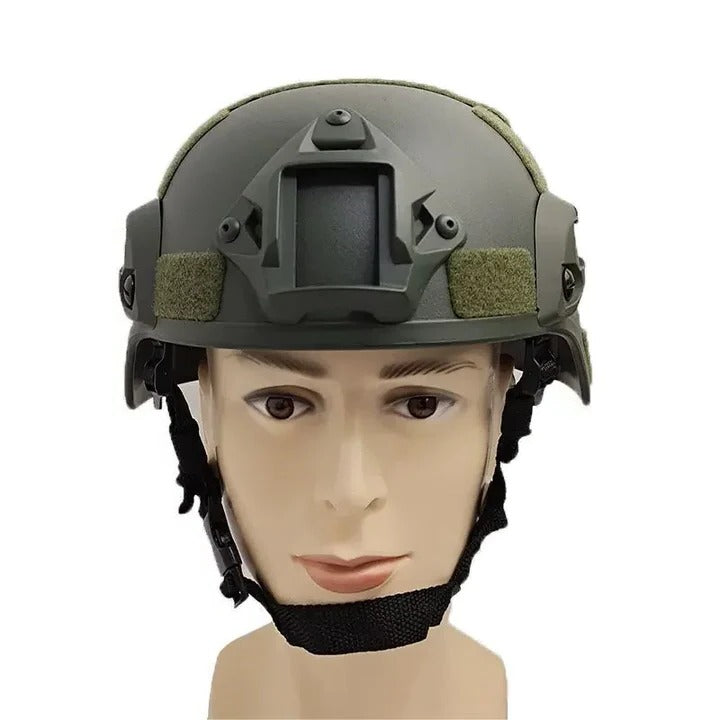 Outdoor Helmet with Tactical Style and Adjustable Strap and Accessory Rails