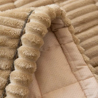 Plush Sofa Cover with Pleated Edges for Furniture Protection Support