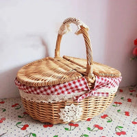 Willow Picnic Basket with Carry Handles and Machine Washable Liner