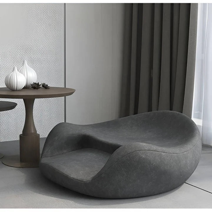 Ergonomic Floor Seat Cushion with Curved Back Support and Washable Cover and Grip Base