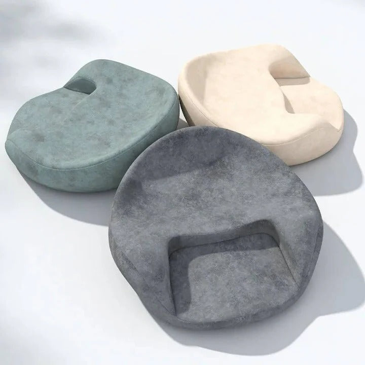 Ergonomic Floor Seat Cushion with Curved Back Support and Washable Cover and Grip Base