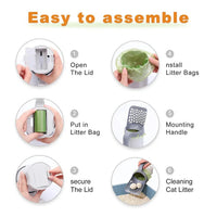 Cat Litter Scoop with Built In Waste Bin and Bag Holder Design